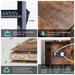 Novson End Table With Charging Station Side Table With USB Ports And Outlets Narrow Nightstand For Small Spaces, Bedside Table With Storage Shelf For Living Room, Bedroom,Rustic Brown -Safavieh Furnitue Shop 51TEqO6LJvL