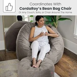 CordaRoy's Chenille Bean Bag Ottoman Footstool, 26" X 17", Charcoal -Safavieh Furnitue Shop 51TTf4pFJ3S