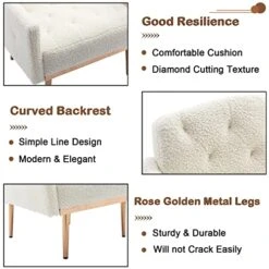 KINFFICT Modern Accent Chair, Upholstered Single Sofa Arm Chair For Living Room And Bedroom, Upholstered Comfy Armchair Chair With Solid Tapered Metal Legs, White 18 KINFFICT Modern Accent Chair, Upholstered Single Sofa Arm Chair For Living Room And Bedroom, Upholstered Comfy Armchair Chair With Solid Tapered Metal Legs, White -Safavieh Furnitue Shop 51U3AX7ctgL