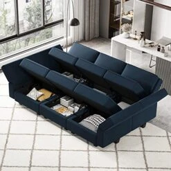Belffin Modular Velvet Sectional Sofa With Chaise Lounge Sectional Sleeper Sofa With Storage Chaise Sofa Bed Couch For Living Room Blue… -Safavieh Furnitue Shop 51U69Zlt6pL
