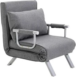 HOMCOM Single Person Folding 5 Position Convertible Sofa Bed Sleeper Chair Chaise Lounge Couch W/Pillow & Steel Frame For Home Office, Light Grey 17 HOMCOM Single Person Folding 5 Position Convertible Sofa Bed Sleeper Chair Chaise Lounge Couch W/Pillow & Steel Frame For Home Office, Light Grey -Safavieh Furnitue Shop 51UCQRkvSbL. AC