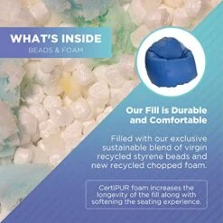 Bean Products Large Vinyl Bean Bag Chair | Filled W/Polystyrene Beads & CertiPUR Foam | Made In USA | 36”W, 36”L, 40”H | 20lb | Available In 2 Sizes | Perfect For Adults, Teens & Kids | Purple -Safavieh Furnitue Shop 51UH33cY13L