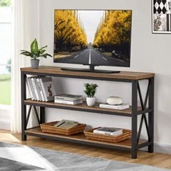 FATORRI Industrial Console Table For Entryway, Wood Sofa Table, Rustic Hallway Tables With 3-Tier Shelves For Living Room (55 Inch, Rustic Oak) 11 FATORRI Industrial Console Table For Entryway, Wood Sofa Table, Rustic Hallway Tables With 3-Tier Shelves For Living Room (55 Inch, Rustic Oak) -Safavieh Furnitue Shop 51UV6rPRN7L