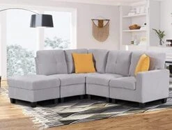 Flesser Loveseat Sofa Couch For Small Spaces With Storage Ottoman Modular Fabric Couch Sectional Sofa Set 2 Seater Sofa Sectional Sets With Pillows For Living Room Office Home, Dark Grey -Safavieh Furnitue Shop 51UsOrKxgKL. AC