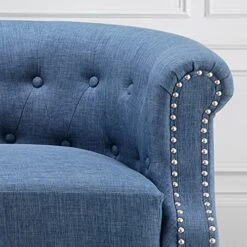 Rosevera Chancy Reading Small Armchair Arm Living Set Accent Club Room Barrel Chairs Bedroom Loveseat, Standard, Blue Sofa -Safavieh Furnitue Shop 51UzqHTKD6L