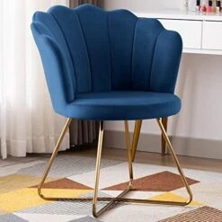 Duhome Velvet Accent Chair Living Room Chair，Corner Chair Reception Chair For Bedroom Living Room, Shell Shaped Living Room Chair With Golden Metal Legs, DarkBlue -Safavieh Furnitue Shop 51V1p2igsZL. AC