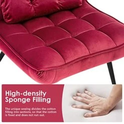MCombo Accent Chair With Ottoman, Velvet Modern Tufted Wingback Club Chair, Upholstered Leisure Chairs With Metal Legs For Bedroom Living Room 4079 (Burgundy) -Safavieh Furnitue Shop 51VC8pkNYUL