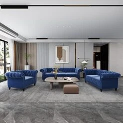 RARZOE 3 Pieces Of Living Room Furniture Sofa Sets, Modern Velvet Chesterfield Sofa&Chesterfield Club Chair&Chesterfield Loveseat Sofas Set With Nailhead Trim Scroll Arms For Living Room(Grey) 23 RARZOE 3 Pieces Of Living Room Furniture Sofa Sets, Modern Velvet Chesterfield Sofa&Chesterfield Club Chair&Chesterfield Loveseat Sofas Set With Nailhead Trim Scroll Arms For Living Room(Grey) -Safavieh Furnitue Shop 51W0Vz9fxRL. AC