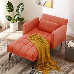 AWQM Convertible Chair Bed Sleeper,3-in-1 Futon Sofa Bed Chair With Adjustable Backrest,Tufted Velvet Chaise Lounge Sofa Bed Couch, Sleeper Chair Recliner Sofa Chair For Small Space,Red -Safavieh Furnitue Shop 51W265OaoHL