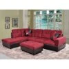 A Ainehome L Shape Sectional Sofa 104" Wide Living Room Furniture Set Microfiber Couch 3-Seat Sofa With Chaise Lounge And Storage Ottoman For Home Decor Apartment Office (Left Hand Facing, Red)