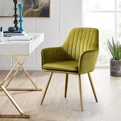 Altrobene Velvet Accent Chair, Home Office Desk Chair, Living Room Bedroom Arm Chair, Modern Dinging Chair, Girls Vanity Chair, Golden Finished, Black -Safavieh Furnitue Shop 51W9qCBKgRL. AC