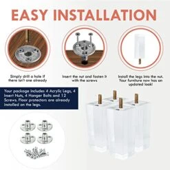 Ornavo Home Set Of 4 Square Mid-Century Modern 6 Inch Clear Acrylic Furniture Legs Replacement For Sofa, Couch, Armchair And Ottoman 12 Ornavo Home Set Of 4 Square Mid-Century Modern 6 Inch Clear Acrylic Furniture Legs Replacement For Sofa, Couch, Armchair And Ottoman -Safavieh Furnitue Shop 51Wjs4EnA2L