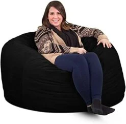 ULTIMATE SACK 4000 (4 Ft.) Bean Bag Chair: Giant Foam-Filled Furniture - Machine Washable Covers, Durable Inner Liner, 100% Virgin Foam. Comfy Bean Bag Chair. (Black, Suede) -Safavieh Furnitue Shop 51WsUB470jL. AC