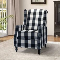 TINA'S HOME Set Of 2 Recliner Sofa Chair Fabric Upholstered For Living Room Leisure And Entertainment,Navy Checkerboard -Safavieh Furnitue Shop 51WyFaBFBdL. AC