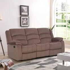 ANJ 2PC Bonded Leather Reclining Sofa Couch Set, Upholstered Recliner Sofa, Manual Recliners Furniture, Home Theater Seating For Living Room (Black, 1+3 Seat) -Safavieh Furnitue Shop 51X0GWbTxuL. AC