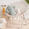 PASAMIC Saucer Chair With Folding Metal Frame, 100% Cotton Handmade Round Cozy Chairs, Exquisite Moon Chair For Bedroom, Living Room Décor Beige