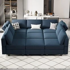 Belffin Modular Velvet Sectional Sofa With Chaise Lounge Sectional Sleeper Sofa With Storage Chaise Sofa Bed Couch For Living Room Blue… -Safavieh Furnitue Shop 51X27WX8W8L. AC