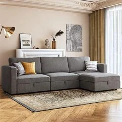 HONBAY Oversized Modular Sectional Sofa With Storage Seat Reversible L Shaped Modular Sectional Sofa With Deep Seat & Wide Chaise, Dark Grey -Safavieh Furnitue Shop 51XYE8YfjgL. AC