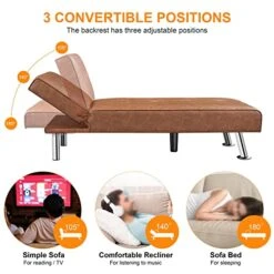 Yaheetech Faux Leather Sectional Sofa Couch Sectional Living Room Furniture Set Convertible Futon Sofa Beds With Chaise Lounge, Brown -Safavieh Furnitue Shop 51XoRkIGpxL