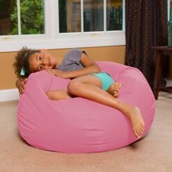 Big Comfy Bean Bag Chair: Posh Large Beanbag Chairs With Removable Cover For Kids, Teens And Adults - Polyester Cloth Puff Sack Lounger Furniture For All Ages - 27 Inch - Solid Pink 6 Big Comfy Bean Bag Chair: Posh Large Beanbag Chairs With Removable Cover For Kids, Teens And Adults - Polyester Cloth Puff Sack Lounger Furniture For All Ages - 27 Inch - Solid Pink -Safavieh Furnitue Shop 51Z3Ngg9IaL