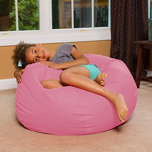 Big Comfy Bean Bag Chair: Posh Large Beanbag Chairs With Removable Cover For Kids, Teens And Adults - Polyester Cloth Puff Sack Lounger Furniture For All Ages - 27 Inch - Solid Pink 3 Big Comfy Bean Bag Chair: Posh Large Beanbag Chairs With Removable Cover For Kids, Teens And Adults - Polyester Cloth Puff Sack Lounger Furniture For All Ages - 27 Inch - Solid Pink - Image 3