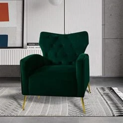 Sucrever Green Accent Chairs Set Of 2 With Armrests/Pillow, Upholstered Wingback Chair, Comfy Tufted Easy Stylish Velvet Accent Chair Set Of 2 For Bedroom Living Room Club And Fireplace -Safavieh Furnitue Shop 51ZA8MkEAbL. AC