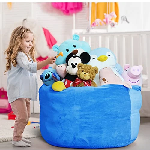Stuffed Animal Storage Bean Bag Chair Cover(No Filler Included) Stuffable Bean Bag - Stuffed Animal Bean Bag Storage For Kids & Teans Super Soft And Comfortable Bean Bag Stuffed Animal Storage Extra Large - Round Blue 5 Stuffed Animal Storage Bean Bag Chair Cover(No Filler Included) Stuffable Bean Bag - Stuffed Animal Bean Bag Storage For Kids & Teans Super Soft And Comfortable Bean Bag Stuffed Animal Storage Extra Large - Round Blue - Image 5