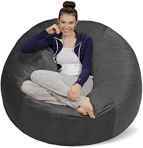 Sofa Sack - Plush Ultra Soft Bean Bags Chairs For Kids, Teens, Adults - Memory Foam Beanless Bag Chair With Microsuede Cover - Foam Filled Furniture For Dorm Room - Charcoal 5' (AMZBB-5SK-CS03) 7 Sofa Sack - Plush Ultra Soft Bean Bags Chairs For Kids, Teens, Adults - Memory Foam Beanless Bag Chair With Microsuede Cover - Foam Filled Furniture For Dorm Room - Charcoal 5' (AMZBB-5SK-CS03) - Image 7