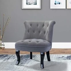 TINA'S HOME Tan Upholstered Velvet Small Chair Tufted Armless Accent Chair With Black Birch Wood Legs 24 TINA'S HOME Tan Upholstered Velvet Small Chair Tufted Armless Accent Chair With Black Birch Wood Legs -Safavieh Furnitue Shop 51Zkei4enhL. AC