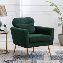 Mikibama Mid Century Modern Accent Chair Upholstered Reading Chair Armchair With Metal Legs And Throw Pillow Side Chair For Living Room Bedroom Office (Ivory,Teddy Fabric) -Safavieh Furnitue Shop 51a0eS4f9ML. AC