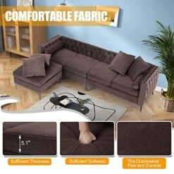 HOMREST Dutch Velvet 4-Seat Sectional Sleeper Sofa Set With Storage Ottoman, L-Shaped Couch Bed For Living Room Coffee -Safavieh Furnitue Shop 51a1VxXtleL