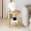 Nathan James Oraa Round Modern Side Accent Or End Table For Living Bedroom And Nursery Room, 1, Light Brown