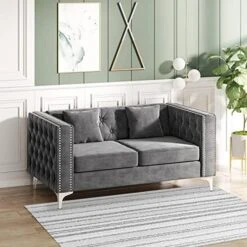 CECER Sofa, 3 Pieces Sofa Set, Loveseat Sofa- Oversize Sofa Couch- Sofa Chair, Velvet Sofa With Pillow, Couches For Living Room, Apartment, Office, Gray Sofa -Safavieh Furnitue Shop 51a2fjoPEL. AC