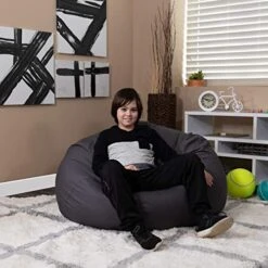 EMMA + OLIVER Oversized Solid Gray Refillable Bean Bag Chair For All Ages -Safavieh Furnitue Shop 51aI75Ok9aL