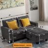 Flesser Loveseat Sofa Couch For Small Spaces With Storage Ottoman Modular Fabric Couch Sectional Sofa Set 2 Seater Sofa Sectional Sets With Pillows For Living Room Office Home, Dark Grey