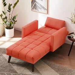 AWQM Convertible Chair Bed Sleeper,3-in-1 Futon Sofa Bed Chair With Adjustable Backrest,Tufted Velvet Chaise Lounge Sofa Bed Couch, Sleeper Chair Recliner Sofa Chair For Small Space,Red -Safavieh Furnitue Shop 51akgCzk5EL