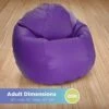 Bean Products Large Vinyl Bean Bag Chair | Filled W/Polystyrene Beads & CertiPUR Foam | Made In USA | 36”W, 36”L, 40”H | 20lb | Available In 2 Sizes | Perfect For Adults, Teens & Kids | Purple
