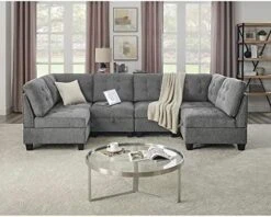Melpomene 142'' U-Shape Chenille Sectional Sofa Couch，DIY Combination Includes 7 Single Chair 4 Corner And 1 Ottoman, Living Room Furniture Set For Villa & House,Grey -Safavieh Furnitue Shop 51bOBaDPBeL. AC 1