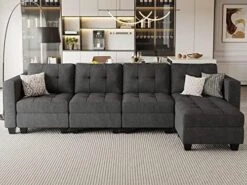 Belffin Modular Sectional Sofa Set With Ottomans Oversized U Shaped Sofa Set With Storage Seat Modular Sofa Couch With Reversible Chaises Modern Fabric Dark Grey -Safavieh Furnitue Shop 51bmw2jjXPL. AC