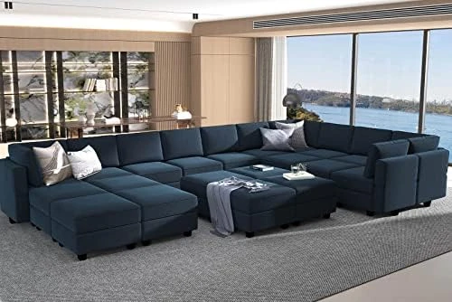 Belffin Modular Large Sectional Sofa With Storage Seat Oversized U Shaped Couch With Reversible Chaise Modular Sofa Set With Ottoman Velvet Green 9 Belffin Modular Large Sectional Sofa With Storage Seat Oversized U Shaped Couch With Reversible Chaise Modular Sofa Set With Ottoman Velvet Green - Image 9