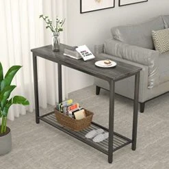 Ecoprsio Console Table Sofa Table With Mesh Shelves, 2 Tier Entryway Table Foyer Table For Entryway, Front Hall, Hallway, Sofa, Couch, Living Room, Coffee Bar, Kitchen, Grey -Safavieh Furnitue Shop 51cAma5o3mL