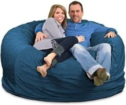 ULTIMATE SACK 6000 (6 Ft.) Bean Bag Chair Cover In Multiple Colors: Cover ONLY. (6000, Navy Suede) -Safavieh Furnitue Shop 51cBCaa BhL. AC