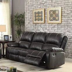 Elountik Modern Zuriel Motion Reclining Loveseat With Tight Back & Seat Cushion,Tight Pillow Top Arm, Recliner Loveseat With Motion Reclining Mechanism For Living Room (Black PU, Reclining Loveseat) -Safavieh Furnitue Shop 51cLtAL4aBL. AC