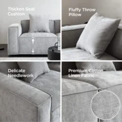 Acanva Luxury Modular Sectional Living Room Sofa Set, Modern Minimalist Style Couch With Ottoman And Chaise, L-Shape, Grey -Safavieh Furnitue Shop 51cbKrkj78L