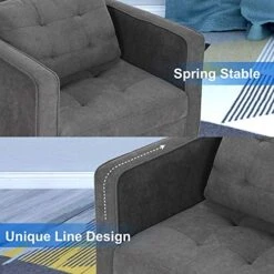 STHOUYN Mid Century Modern Upholstered Fabric Accent Chair With Arms Set Of 2 Armchair Comfy Reading Chair For Living Room Studio Office Couch, Single Sofa Set Bedroom Grey 10 STHOUYN Mid Century Modern Upholstered Fabric Accent Chair With Arms Set Of 2 Armchair Comfy Reading Chair For Living Room Studio Office Couch, Single Sofa Set Bedroom Grey -Safavieh Furnitue Shop 51ckAvcQxnL