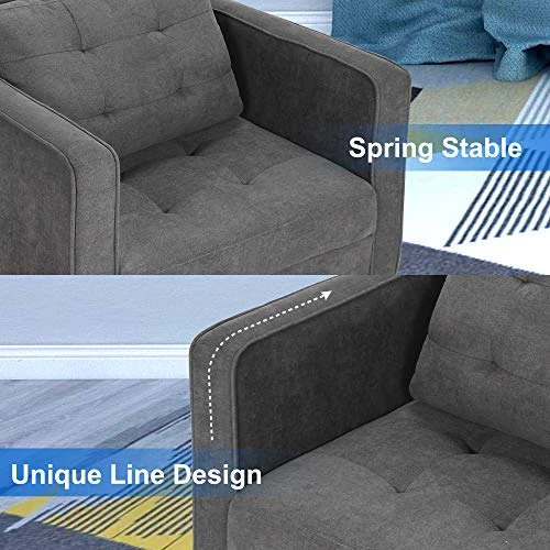 STHOUYN Mid Century Modern Upholstered Fabric Accent Chair With Arms Set Of 2 Armchair Comfy Reading Chair For Living Room Studio Office Couch, Single Sofa Set Bedroom Grey 4 STHOUYN Mid Century Modern Upholstered Fabric Accent Chair With Arms Set Of 2 Armchair Comfy Reading Chair For Living Room Studio Office Couch, Single Sofa Set Bedroom Grey - Image 4