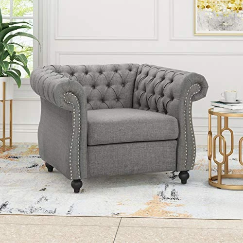 Christopher Knight Home 310365 Living Room Chairs, Dark Gray + Dark Brown 2 Christopher Knight Home 310365 Living Room Chairs, Dark Gray + Dark Brown - Image 2