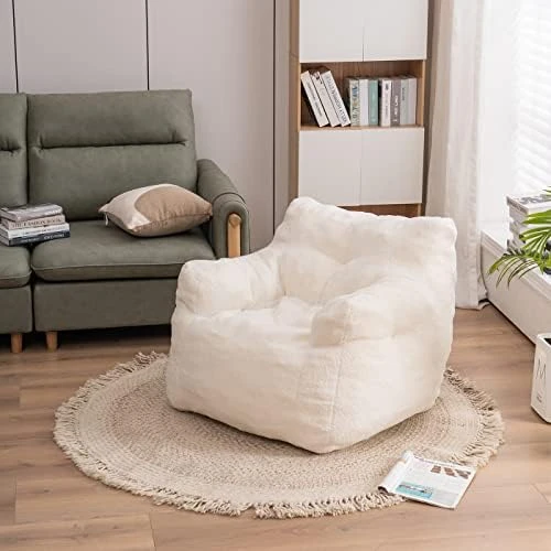 Beanbags Bean Bag Chair, Ultra Soft Teddy Fabric Arm Chair For Adults Kids, Comfy Leisure Sofa Chair For Bedroom, Living Room, Apartment, Ivory 9 Beanbags Bean Bag Chair, Ultra Soft Teddy Fabric Arm Chair For Adults Kids, Comfy Leisure Sofa Chair For Bedroom, Living Room, Apartment, Ivory - Image 9
