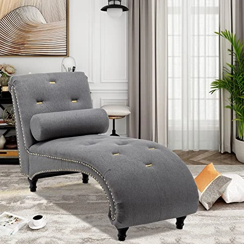 ALISH Chaise Lounge Indoor Upholstered Chaise Lounge Chair Modern Recliner Sofa Sleeper Sofa For Living Room, Bedroom Gray 5 ALISH Chaise Lounge Indoor Upholstered Chaise Lounge Chair Modern Recliner Sofa Sleeper Sofa For Living Room, Bedroom Gray - Image 5