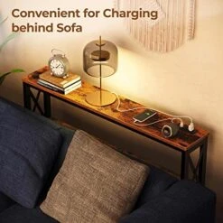 Rolanstar Sofa Table With Charging Station, 3 Tier Narrow Console Table With Storage Shelf And Power Outlet, 47” Entryway Table Metal Frame Behind Sofa Couch Hallway Entrance For Living Room -Safavieh Furnitue Shop 51evXeyFWhL